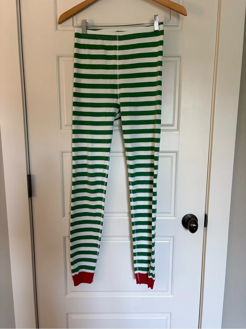 Hanna Andersson Striped Long John Pajamas Holiday Christmas Green Sz 160